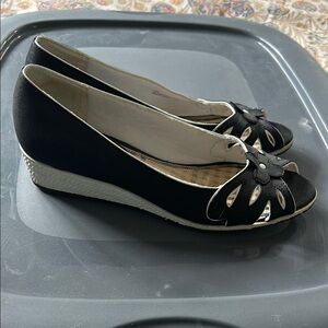 Life Stride Black and White Wedge Shoes